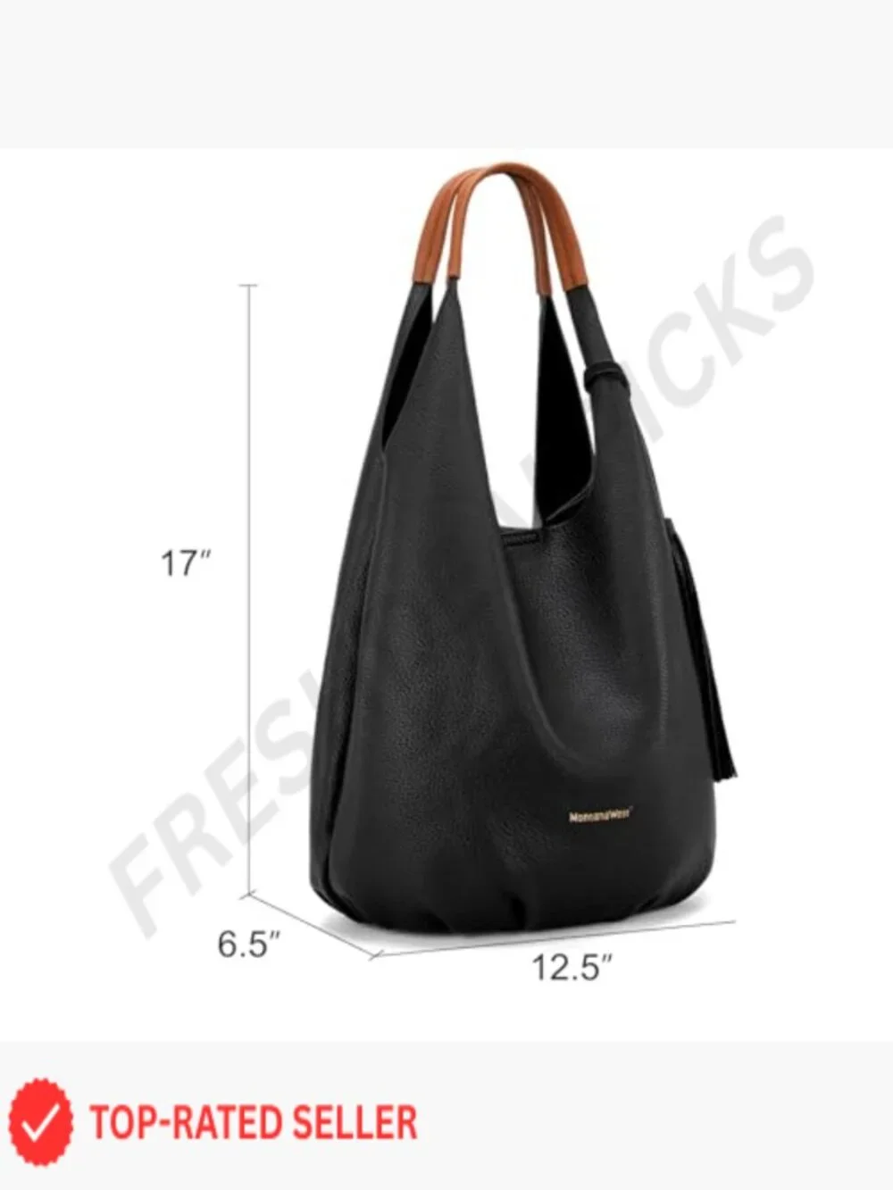 Montana West Hobo Bag Set Slouchy Shoulder Tassel Tote with Cosmetic Bag Faux